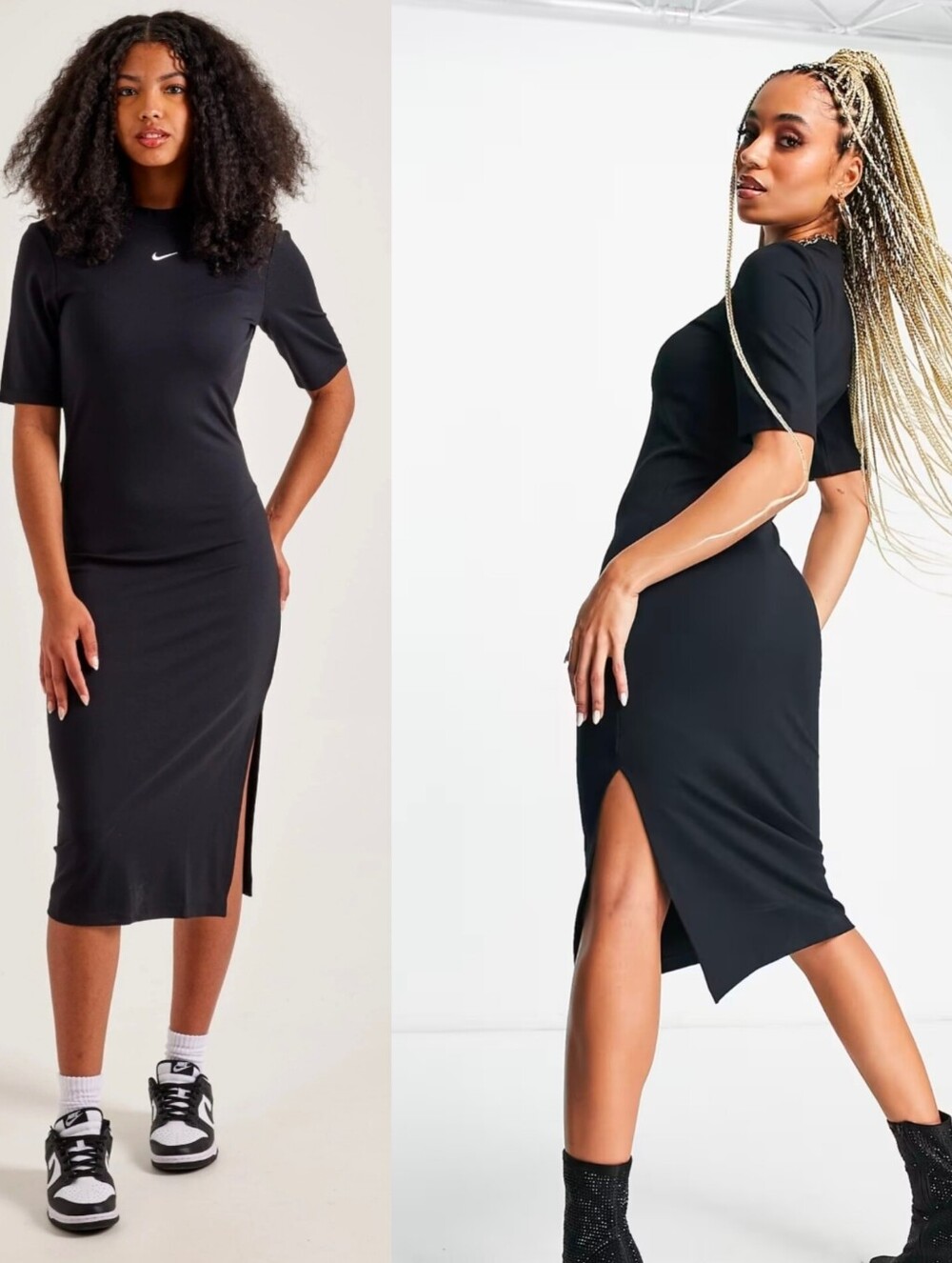 Nike Midi Dress Sportswear Essential Tight Fit Sporty Black Size XS New Athletic